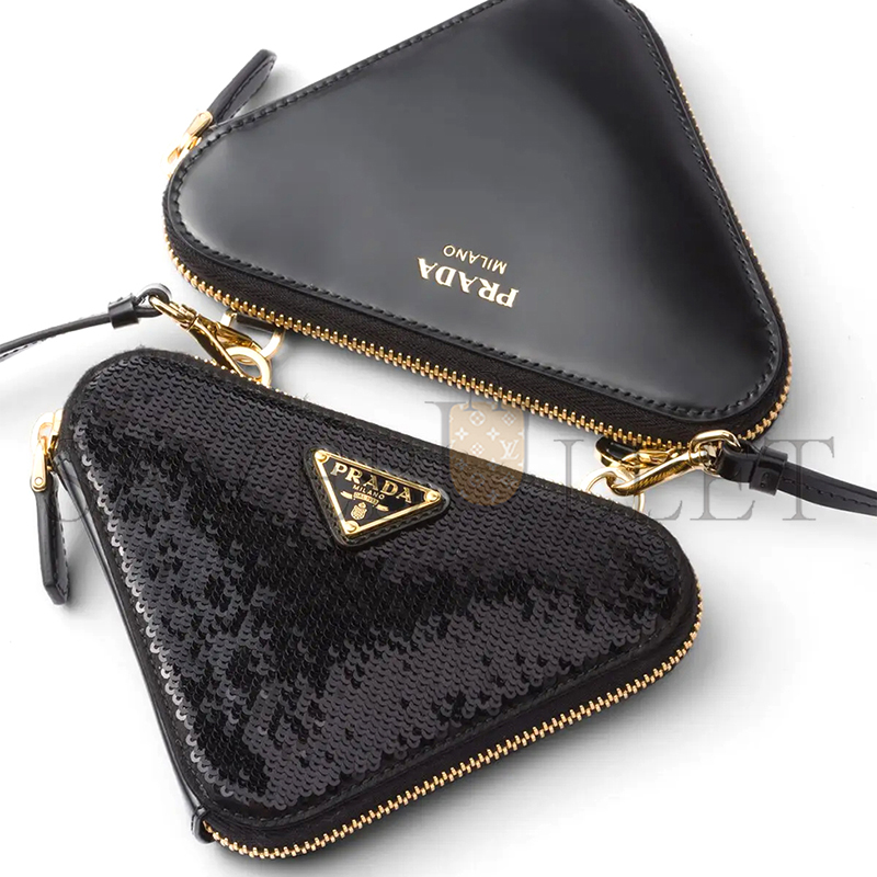 Pra*a triangular sequined mini pouch 1nr015 (15*10cm)